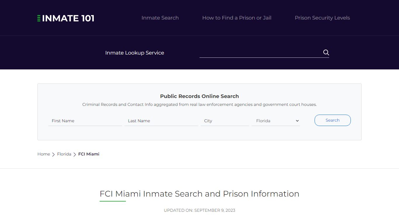 FCI Miami Inmate Search | Lookup | Roster